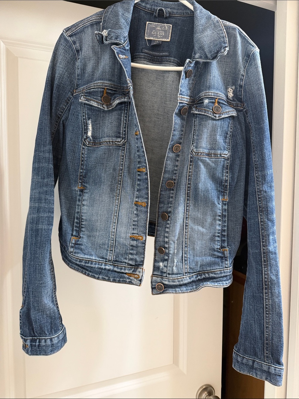GUESS Light Blue Distressed Denim Jacket